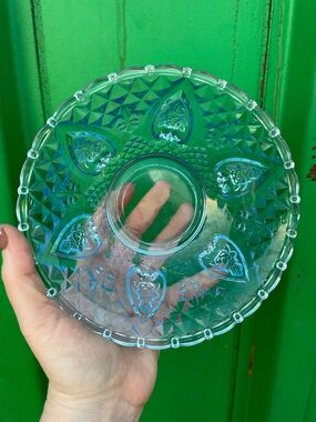 VINTAGE Aqua Decorative Blue Glass Accent Bowl Elegant with Lovely Details